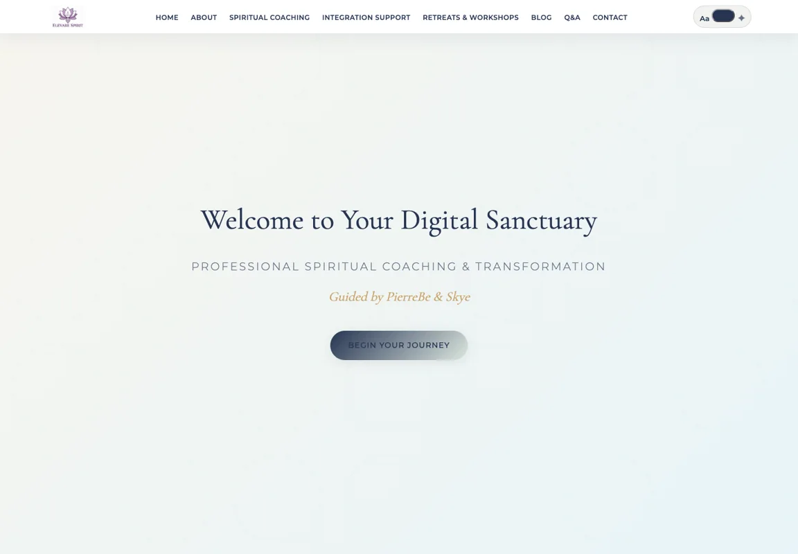 Elevare Spirit website homepage