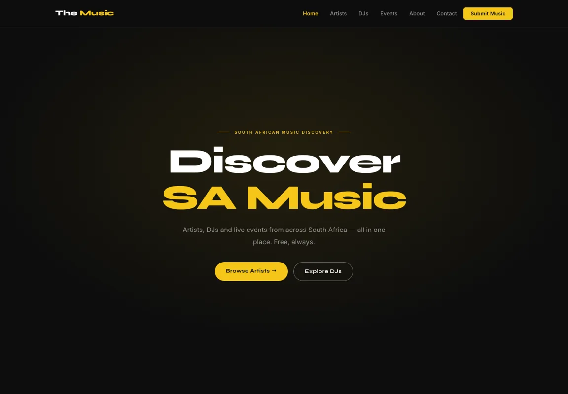The Music website homepage